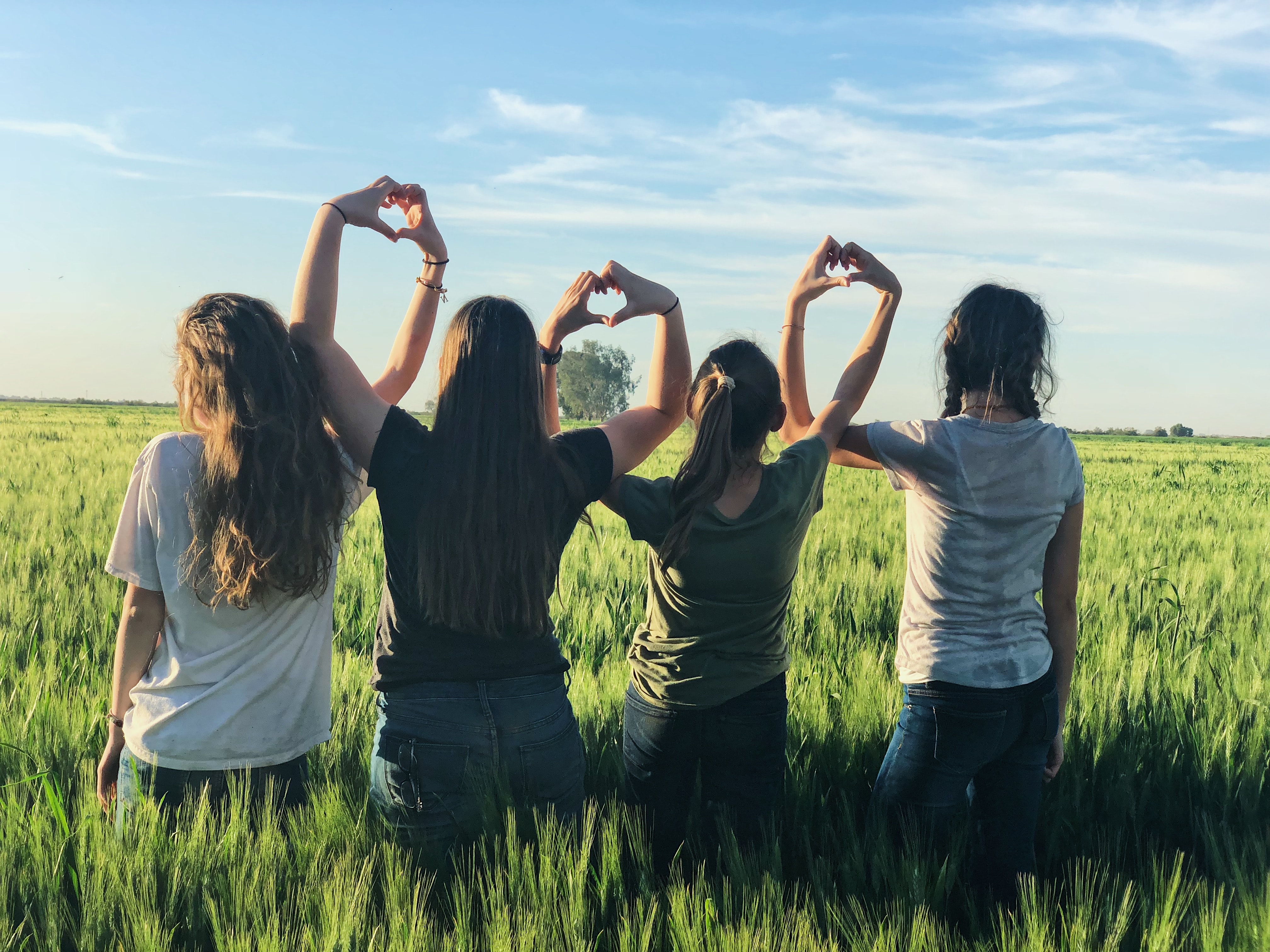 pre-teen girls outdoors